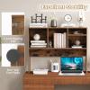 image2Tier Shelf 37 Wide College Hutch Top With 4 Shelves Organizer for Computer Desk Dorm Home Office Study Dining Table NaturalCoffee