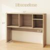 image2Tier Shelf 37 Wide College Hutch Top With 4 Shelves Organizer for Computer Desk Dorm Home Office Study Dining Table NaturalNatural