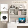 image2Tier Shelf 37 Wide College Hutch Top With 4 Shelves Organizer for Computer Desk Dorm Home Office Study Dining Table NaturalWhite