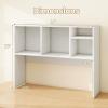 image2Tier Shelf 37 Wide College Hutch Top With 4 Shelves Organizer for Computer Desk Dorm Home Office Study Dining Table NaturalWhite