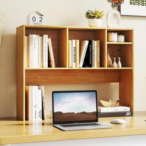 image2Tier Shelf 37 Wide College Hutch Top With 4 Shelves Organizer for Computer Desk Dorm Home Office Study Dining Table NaturalBurlywood