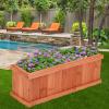 imageWooden Raised Garden Bed Outdoor Elevated Garden Box with Drainage Holes Rectangular Planter Box for VegetablesHerbsFlowersFruits in Garden Patio Backyard Lawn 40L x 12W x 12H285L x 95W x 10H