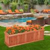 imageWooden Raised Garden Bed Outdoor Elevated Garden Box with Drainage Holes Rectangular Planter Box for VegetablesHerbsFlowersFruits in Garden Patio Backyard Lawn 40L x 12W x 12H40L x 12W x 12H