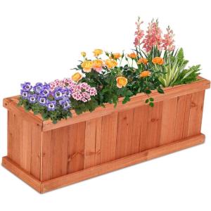 imageWooden Raised Garden Bed Outdoor Elevated Garden Box with Drainage Holes Rectangular Planter Box for VegetablesHerbsFlowersFruits in Garden Patio Backyard Lawn 40L x 12W x 12H285L x 95W x 10H