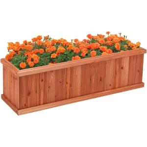 imageWooden Raised Garden Bed Outdoor Elevated Garden Box with Drainage Holes Rectangular Planter Box for VegetablesHerbsFlowersFruits in Garden Patio Backyard Lawn 40L x 12W x 12H40L x 12W x 12H