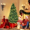 image:imagePrelit Christmas Tree 7FT Indoor Xmas Tree with 1096 PVC Branch Warm White LED Lights amp Removable Metal Hinge Artificial Christmas Tree for Home Holiday Decoration 7FT7ft
