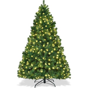 image:imagePrelit Christmas Tree 7FT Indoor Xmas Tree with 1096 PVC Branch Warm White LED Lights amp Removable Metal Hinge Artificial Christmas Tree for Home Holiday Decoration 7FT7ft
