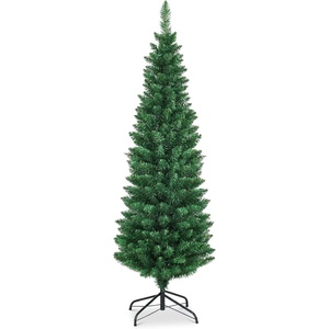 image:imageSlim Artificial Pencil Christmas Tree Xmas Tree with Realistic Foliage amp Sturdy Metal Stand SpaceSaving Decoration for Home Office Apartment Corridor Festive Evergreen 5ft5ft