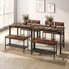 image:imageDining Table Set for 4 with Storage Bench amp 2 Chairs Rustic Brown  Spacesaving Kitchen Table and Chairs Set with Bench and Metal Rack for Small Space Apartments Kitchens and Dining RoomsRustic Brown