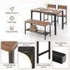image:imageDining Table Set for 4 with Storage Bench amp 2 Chairs Rustic Brown  Spacesaving Kitchen Table and Chairs Set with Bench and Metal Rack for Small Space Apartments Kitchens and Dining RoomsTeak