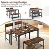 image:imageDining Table Set for 4 with Storage Bench amp 2 Chairs Rustic Brown  Spacesaving Kitchen Table and Chairs Set with Bench and Metal Rack for Small Space Apartments Kitchens and Dining RoomsRustic Brown