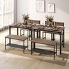 image:imageDining Table Set for 4 with Storage Bench amp 2 Chairs Rustic Brown  Spacesaving Kitchen Table and Chairs Set with Bench and Metal Rack for Small Space Apartments Kitchens and Dining RoomsGray Oak