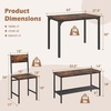image:imageDining Table Set for 4 with Storage Bench amp 2 Chairs Rustic Brown  Spacesaving Kitchen Table and Chairs Set with Bench and Metal Rack for Small Space Apartments Kitchens and Dining RoomsRustic Brown