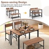 image:imageDining Table Set for 4 with Storage Bench amp 2 Chairs Rustic Brown  Spacesaving Kitchen Table and Chairs Set with Bench and Metal Rack for Small Space Apartments Kitchens and Dining RoomsTeak