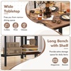image:imageDining Table Set for 4 with Storage Bench amp 2 Chairs Rustic Brown  Spacesaving Kitchen Table and Chairs Set with Bench and Metal Rack for Small Space Apartments Kitchens and Dining RoomsTeak
