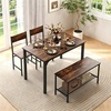 image:imageDining Table Set for 4 with Storage Bench amp 2 Chairs Rustic Brown  Spacesaving Kitchen Table and Chairs Set with Bench and Metal Rack for Small Space Apartments Kitchens and Dining RoomsRustic Brown